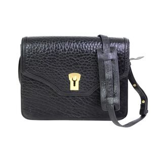 Me Char PEBBLED BLACK GENUINE LEATHER FLAP X-BODY SHOULDER BAG ORGANIZER PURSE